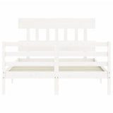 Cadre de lit sans matelas blanc 140x190 cm bois massif