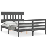 Cadre de lit sans matelas gris 140x190 cm bois massif