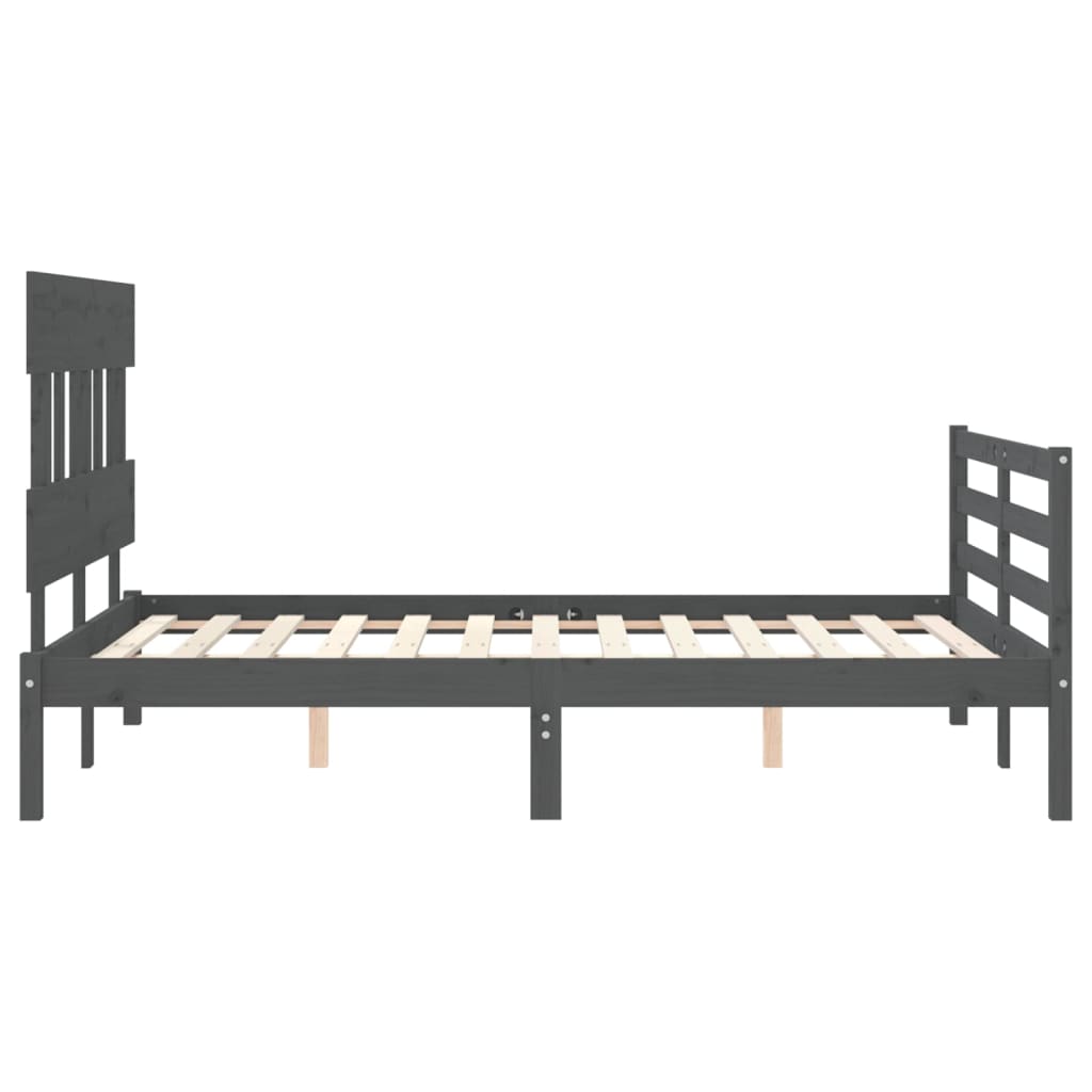 Cadre de lit sans matelas gris 140x190 cm bois massif