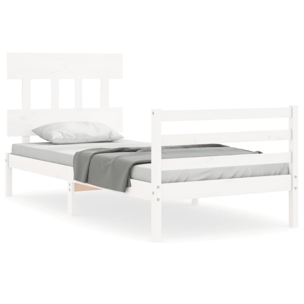 Cadre de lit sans matelas blanc 90x200 cm bois massif