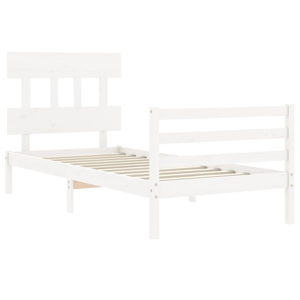 Cadre de lit sans matelas blanc 90x200 cm bois massif