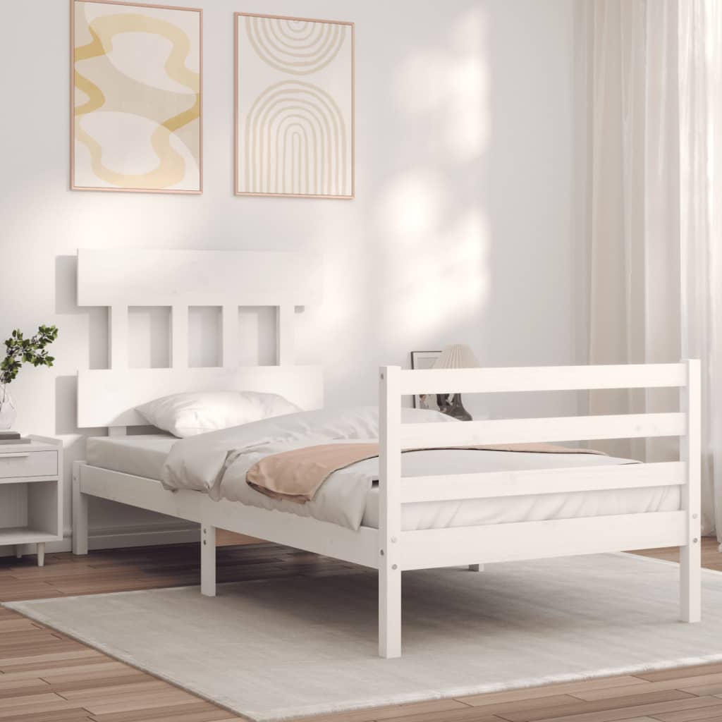 Cadre de lit sans matelas blanc 90x200 cm bois massif