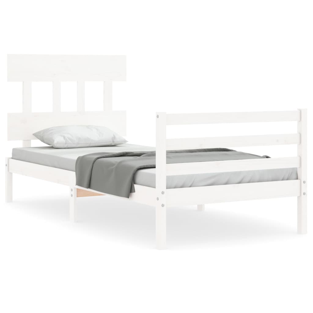 Cadre de lit sans matelas blanc 100x200 cm bois massif