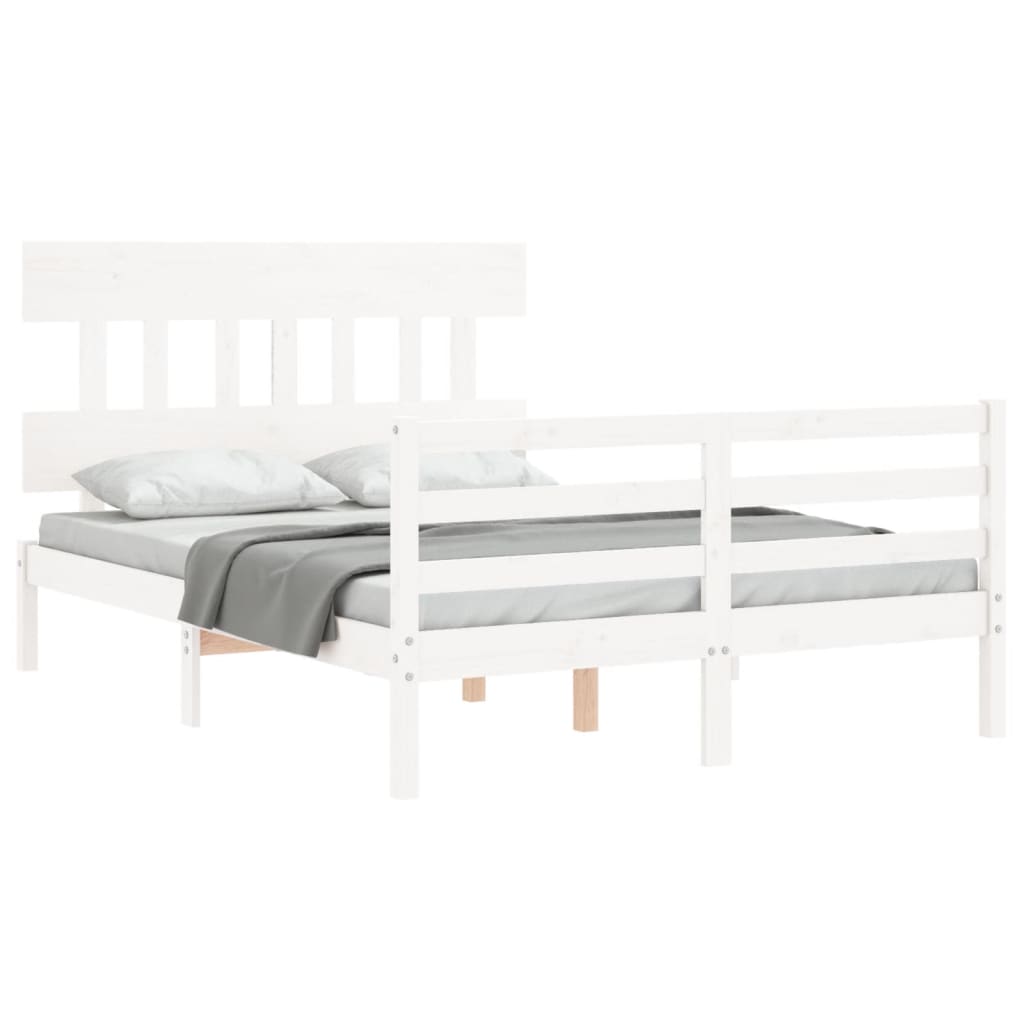 Cadre de lit sans matelas blanc 120x200 cm bois massif