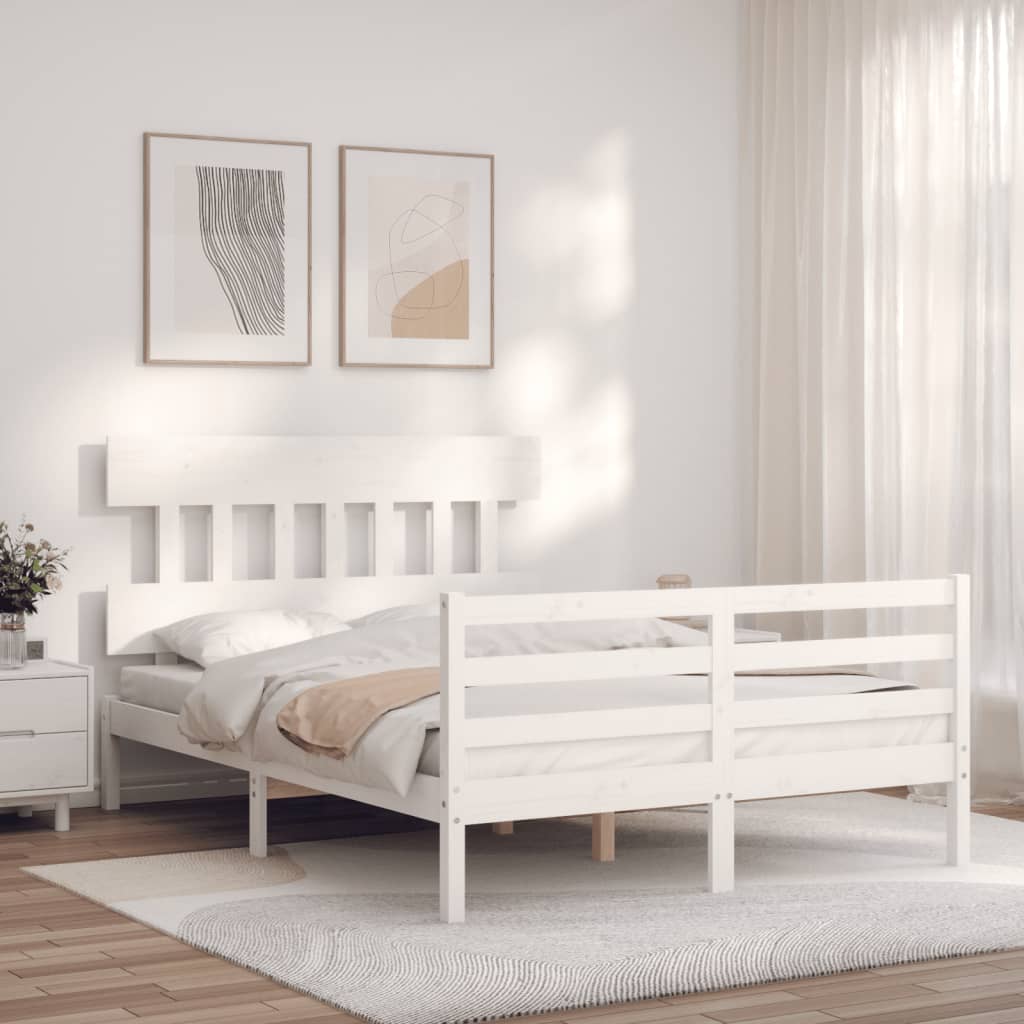 Cadre de lit sans matelas blanc 140x200 cm bois massif