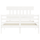 Cadre de lit sans matelas blanc 140x200 cm bois massif