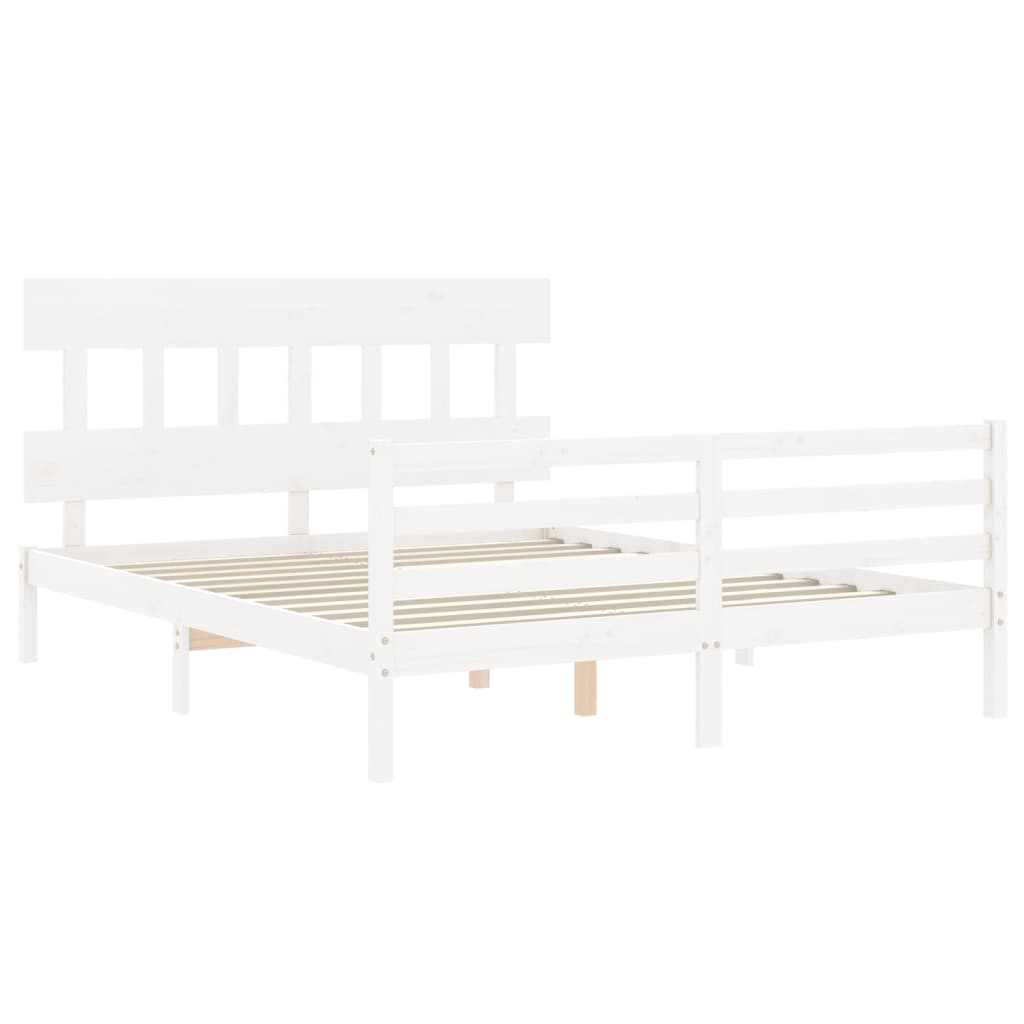 Cadre de lit sans matelas blanc bois de pin massif