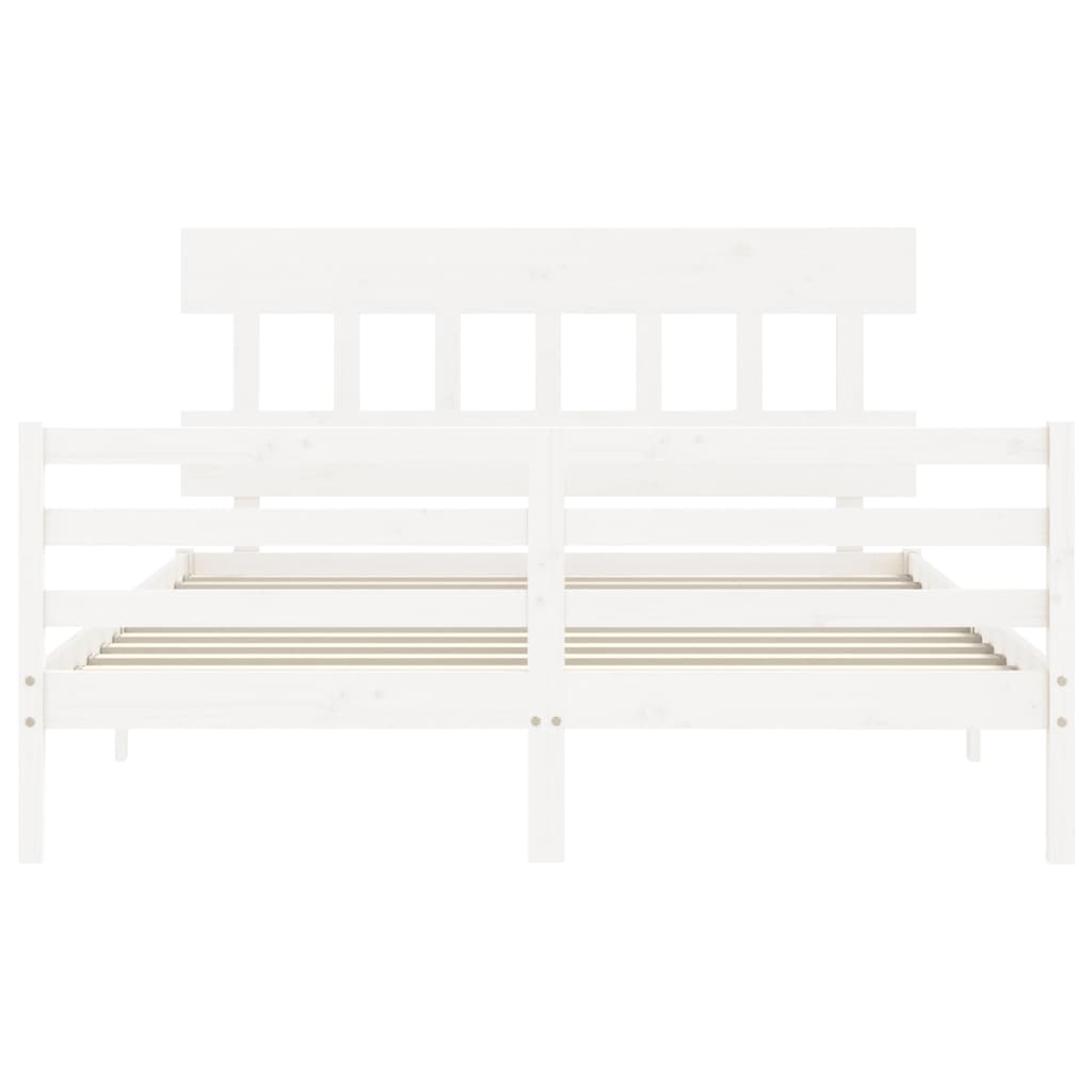 Cadre de lit sans matelas blanc bois de pin massif