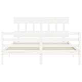 Cadre de lit sans matelas blanc bois de pin massif