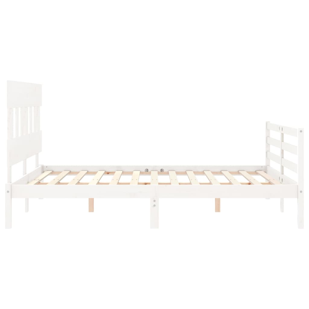 Cadre de lit sans matelas blanc bois de pin massif