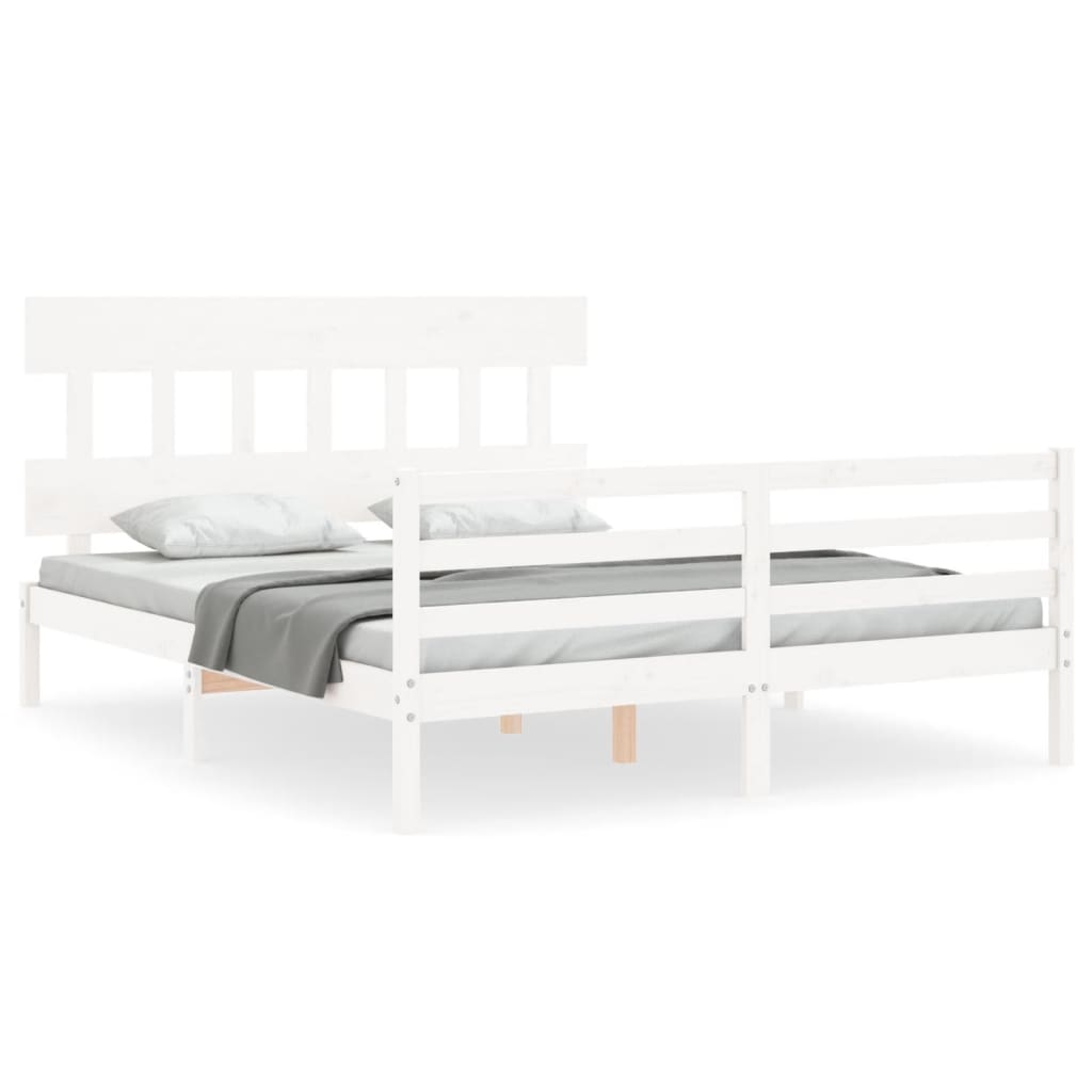 Cadre de lit sans matelas blanc 160x200 cm bois massif