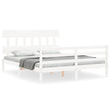 Cadre de lit sans matelas blanc 160x200 cm bois massif