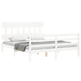 Cadre de lit sans matelas blanc 160x200 cm bois massif