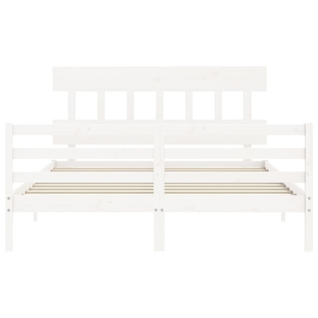 Cadre de lit sans matelas blanc 160x200 cm bois massif