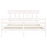 Cadre de lit sans matelas blanc 160x200 cm bois massif