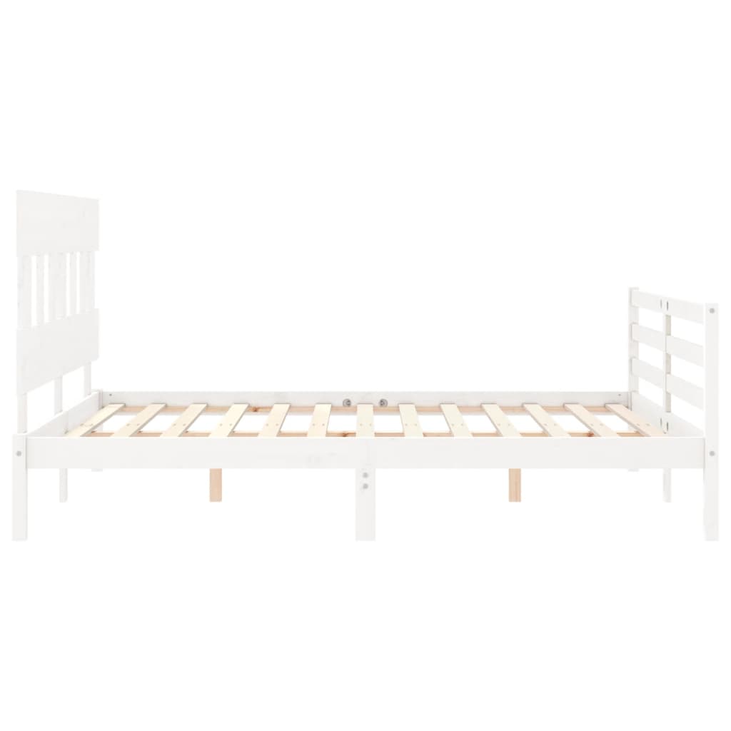 Cadre de lit sans matelas blanc 160x200 cm bois massif