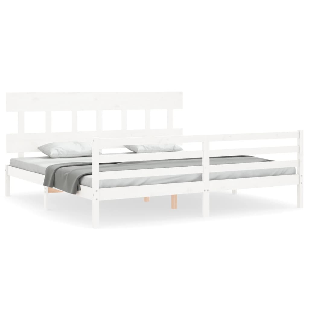 Cadre de lit sans matelas blanc bois massif