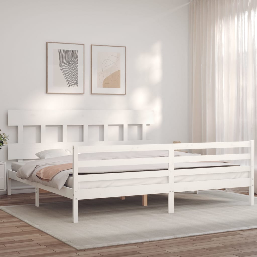 Cadre de lit sans matelas blanc bois massif