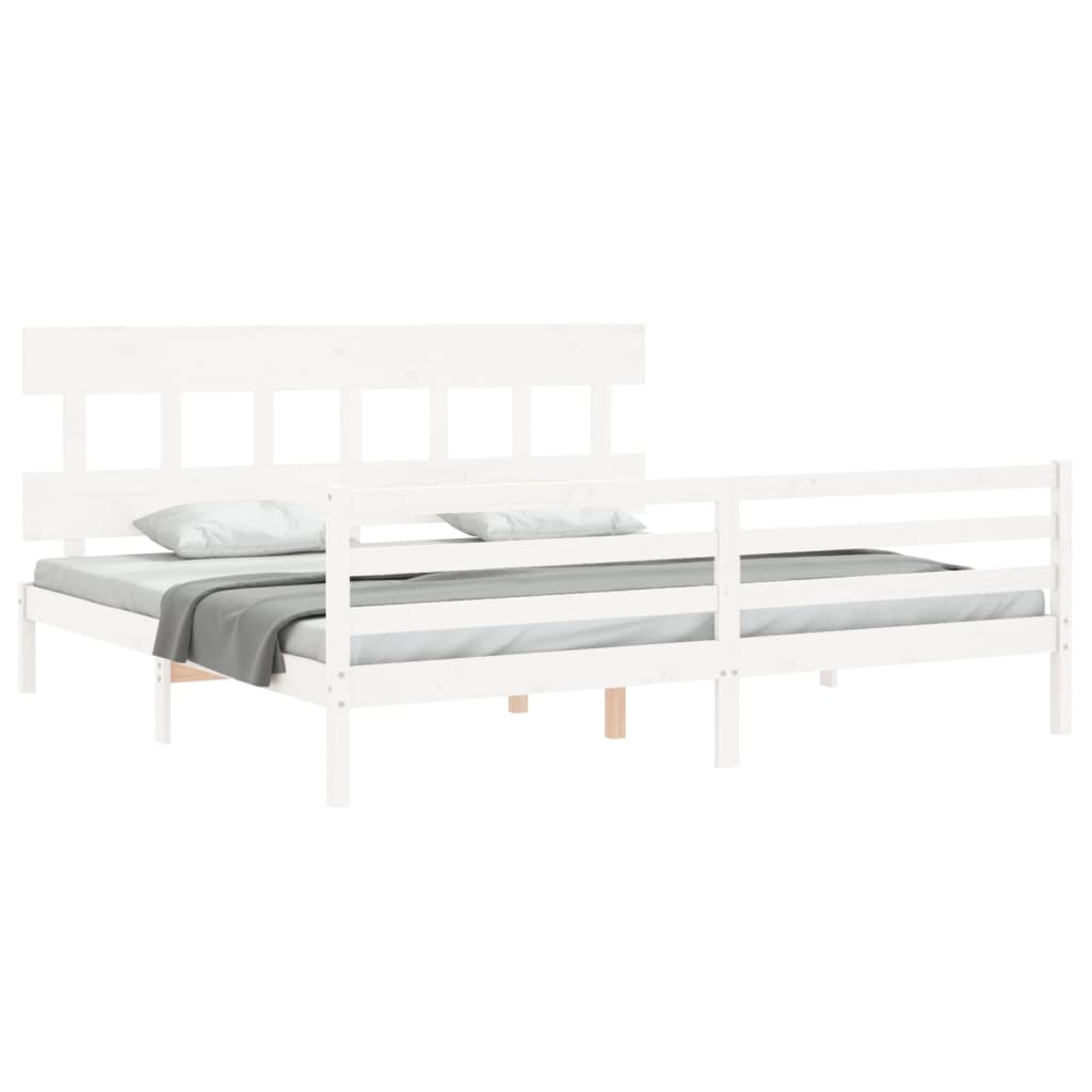 Cadre de lit sans matelas blanc bois massif