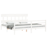 Cadre de lit sans matelas blanc bois massif