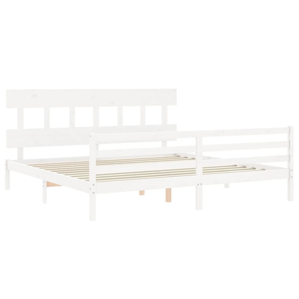 Cadre de lit sans matelas blanc bois massif