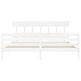 Cadre de lit sans matelas blanc bois massif