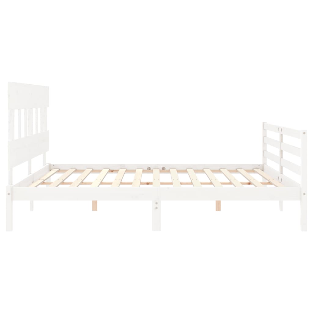 Cadre de lit sans matelas blanc bois massif