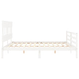 Cadre de lit sans matelas blanc bois massif