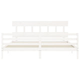 Cadre de lit sans matelas blanc 200x200 cm bois massif