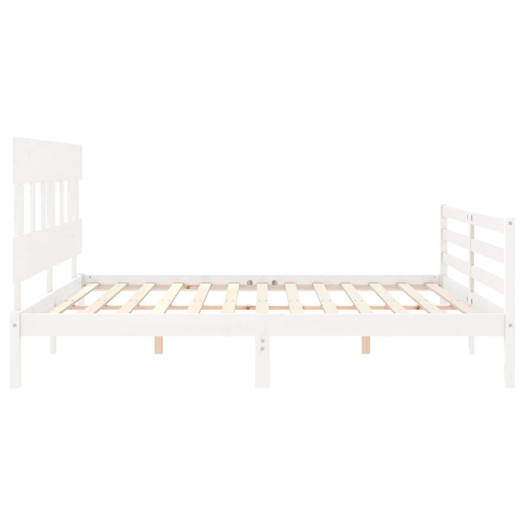 Cadre de lit sans matelas blanc 200x200 cm bois massif