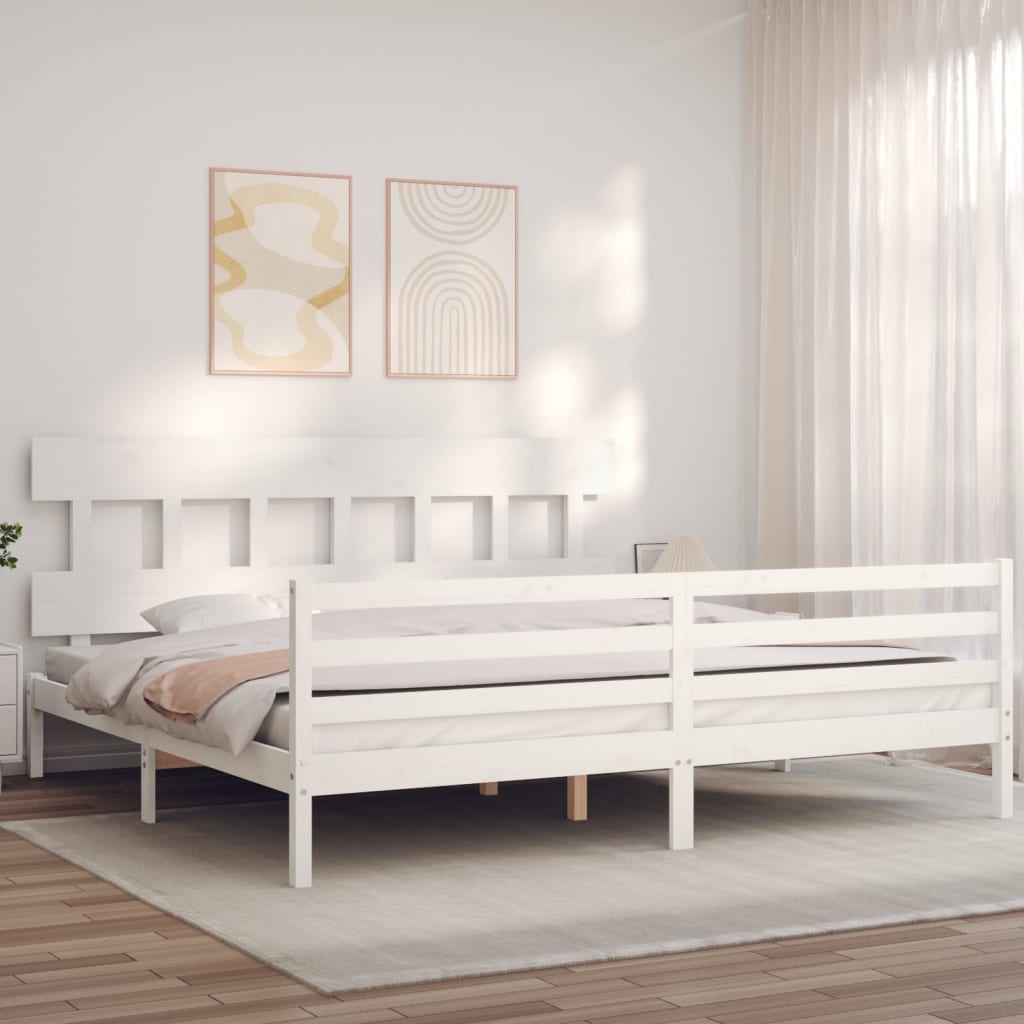 Cadre de lit sans matelas blanc 200x200 cm bois massif