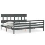 Cadre de lit sans matelas gris 200x200 cm bois massif