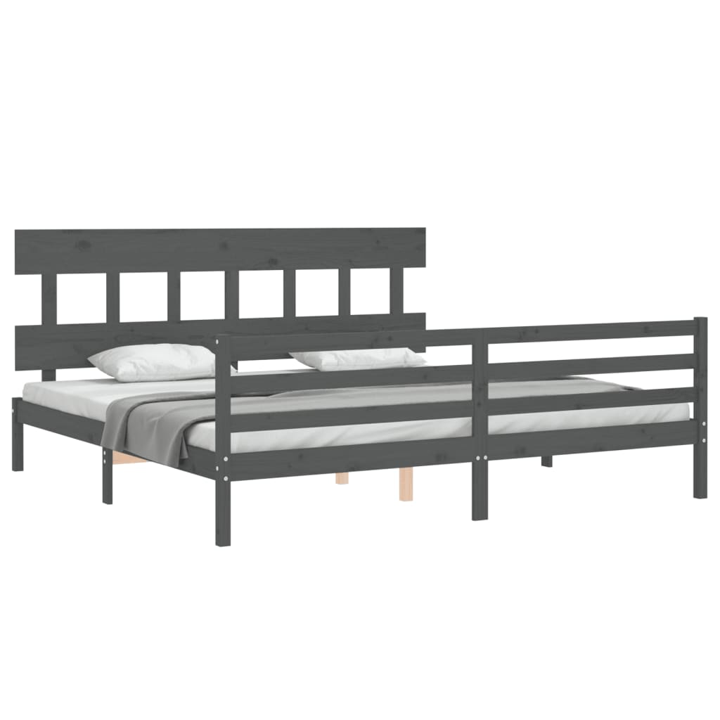 Cadre de lit sans matelas gris 200x200 cm bois massif