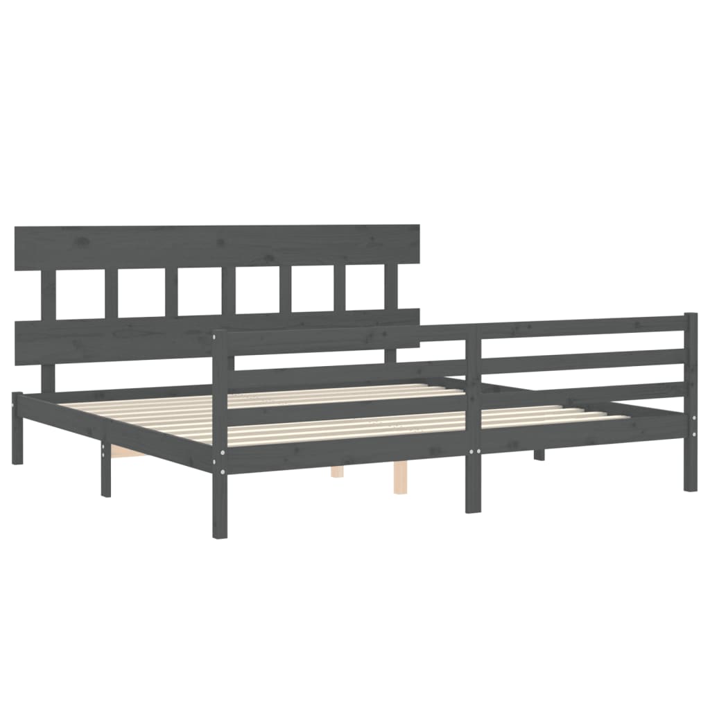 Cadre de lit sans matelas gris 200x200 cm bois massif