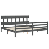 Cadre de lit sans matelas gris 200x200 cm bois massif