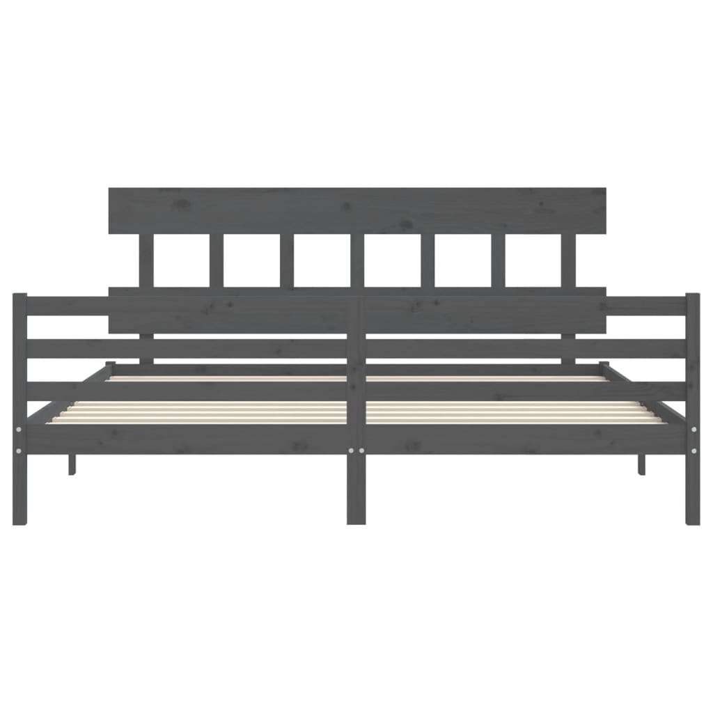 Cadre de lit sans matelas gris 200x200 cm bois massif