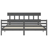 Cadre de lit sans matelas gris 200x200 cm bois massif