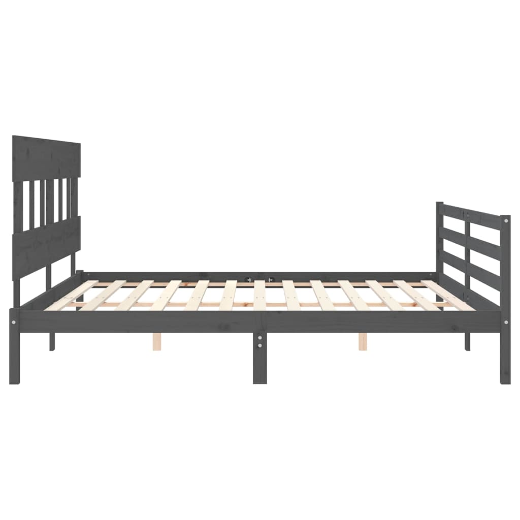 Cadre de lit sans matelas gris 200x200 cm bois massif