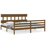 Cadre de lit sans matelas marron miel 200x200 cm bois massif