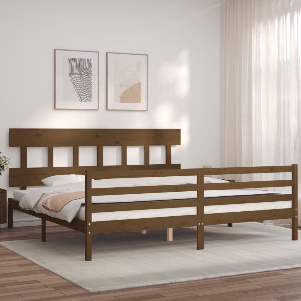 Cadre de lit sans matelas marron miel 200x200 cm bois massif