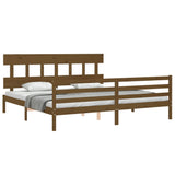 Cadre de lit sans matelas marron miel 200x200 cm bois massif