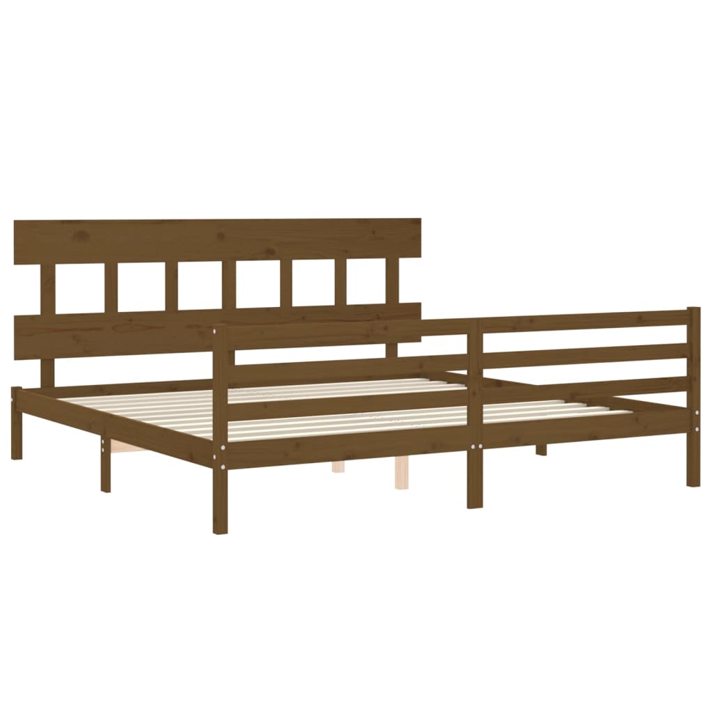 Cadre de lit sans matelas marron miel 200x200 cm bois massif