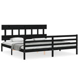 Cadre de lit sans matelas noir 200x200 cm bois massif