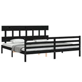 Cadre de lit sans matelas noir 200x200 cm bois massif