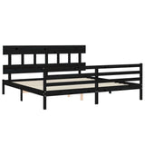 Cadre de lit sans matelas noir 200x200 cm bois massif