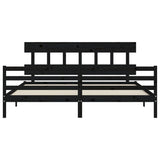 Cadre de lit sans matelas noir 200x200 cm bois massif