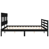 Cadre de lit sans matelas noir 200x200 cm bois massif