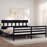 Cadre de lit sans matelas noir 200x200 cm bois massif