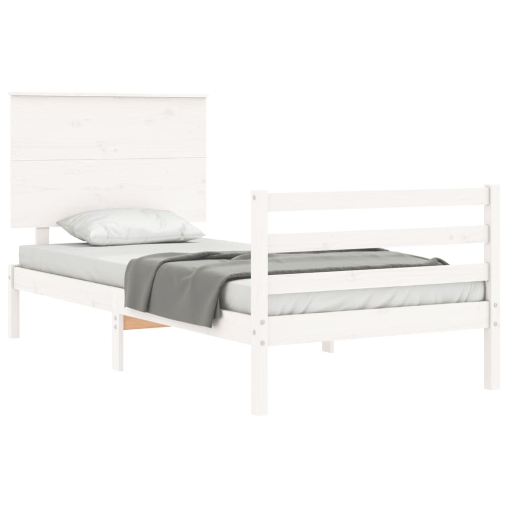 Cadre de lit sans matelas blanc bois massif