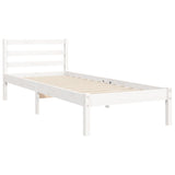 Cadre de lit sans matelas blanc bois massif